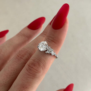 2.0 CT Round Cut Moissanite Cluster Style Engagement Ring