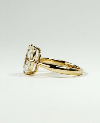 Elongated cushion cut lab grown diamond solitaire engagement ring in white gold setting