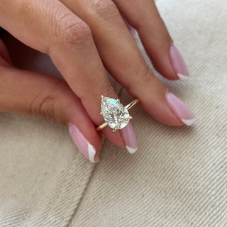 3.0 CT Pear Cut Moissanite Solitaire Engagement Ring