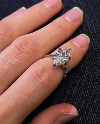 Marquise cut lab grown diamond solitaire engagement ring in white gold setting