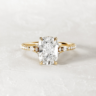 2.0 CT Elongated Cushion Cut Moissanite Pave Style Engagement Ring