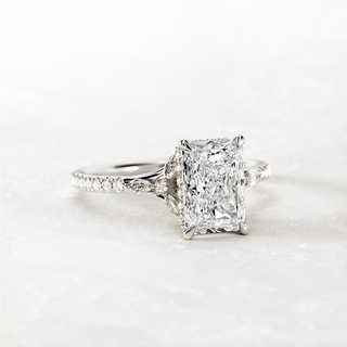 2.5 CT Radiant Cut Moissanite Pave & Hidden Halo Style Engagement Ring