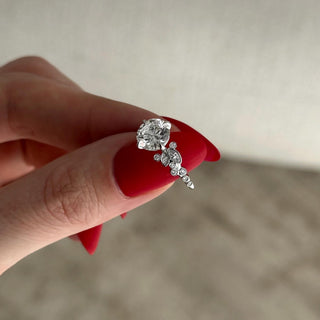 2.0 CT Round Cut Moissanite Cluster Style Engagement Ring