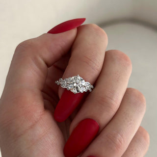 2.0 CT Round Cut Moissanite Cluster Style Engagement Ring