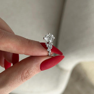 2.0 CT Round Cut Moissanite Cluster Style Engagement Ring