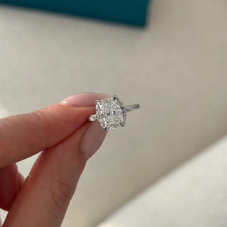 3.0 CT Elongated Cushion Cut Moissanite Pave Style Engagement Ring