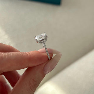 3.0 CT Elongated Cushion Cut Moissanite Pave Style Engagement Ring