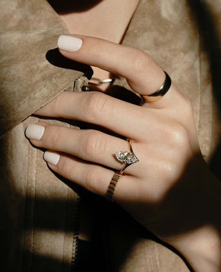 Marquise cut lab grown diamond unique engagement ring in white gold setting