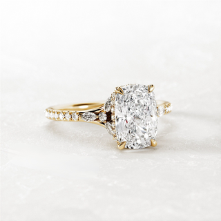 2.0 CT Elongated Cushion Cut Moissanite Pave Style Engagement Ring