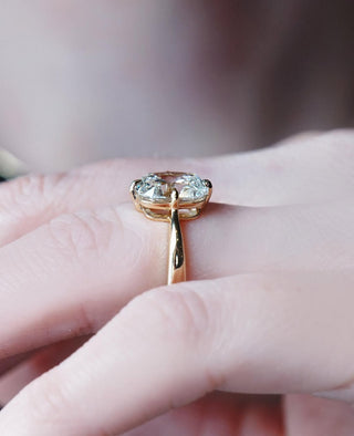 Elongated cushion cut lab grown diamond solitaire engagement ring in white gold setting