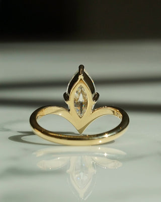 Marquise cut lab grown diamond unique engagement ring in white gold setting