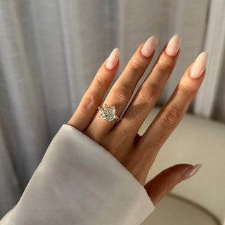 3.0 CT Pear Cut Moissanite Cluster Style Engagement Ring