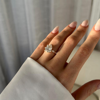 3.0 CT Pear Cut Moissanite Cluster Style Engagement Ring