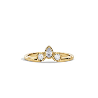 0.40 TCW Round & Pear Moissanite Bezel Wedding Band