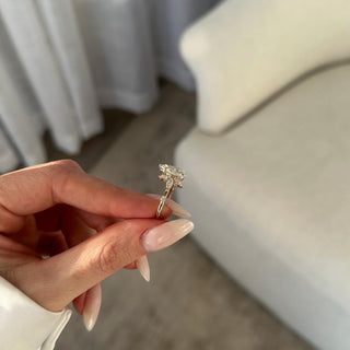 3.0 CT Pear Cut Moissanite Cluster Style Engagement Ring