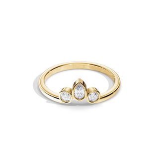 0.40 TCW Round & Pear Moissanite Bezel Wedding Band