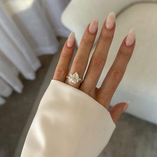 3.0 CT Pear Cut Moissanite Cluster Style Engagement Ring