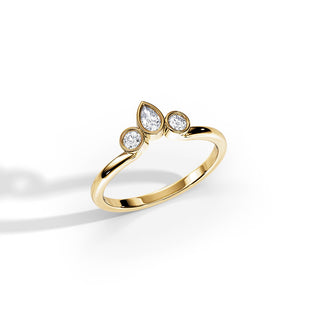 0.40 TCW Round & Pear Moissanite Bezel Wedding Band