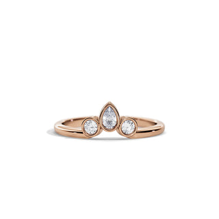 0.40 TCW Round & Pear Moissanite Bezel Wedding Band