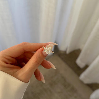 3.0 CT Pear Cut Moissanite Cluster Style Engagement Ring