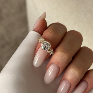 2.0 CT Round Cut Moissanite Cluster Style Engagement Ring