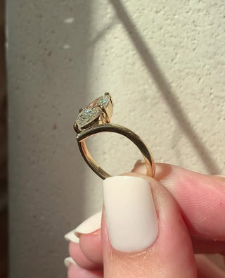 Marquise cut lab grown diamond unique engagement ring in white gold setting