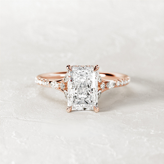 2.5 CT Radiant Cut Moissanite Pave & Hidden Halo Style Engagement Ring
