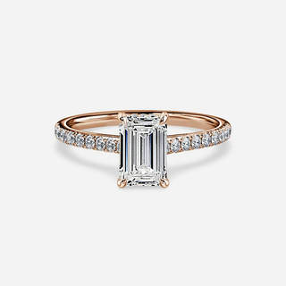 1.0 CT Emerald Cut Moissanite Hidden Halo & Pave Bridal Ring Set