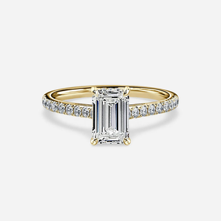 1.0 CT Emerald Cut Moissanite Hidden Halo & Pave Bridal Ring Set