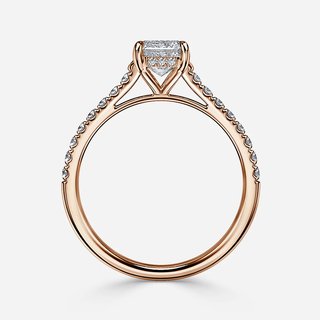 1.0 CT Emerald Cut Moissanite Hidden Halo & Pave Bridal Ring Set