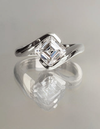 1.50 -2.50 CT Asscher Cut Lab Grown Diamond Solitaire Engagement Ring