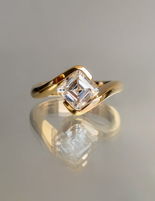 1.50 -2.50 CT Asscher Cut Lab Grown Diamond Solitaire Engagement Ring