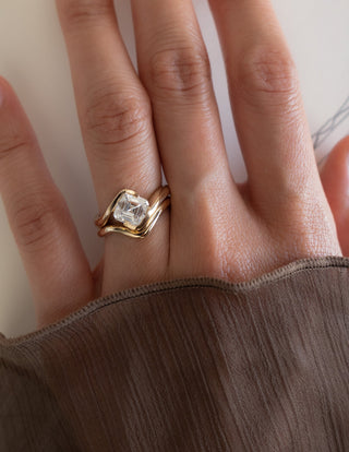 1.0-2.0 CT Asscher Lab Grown Diamond Solitaire Stacked Bridal Ring Set