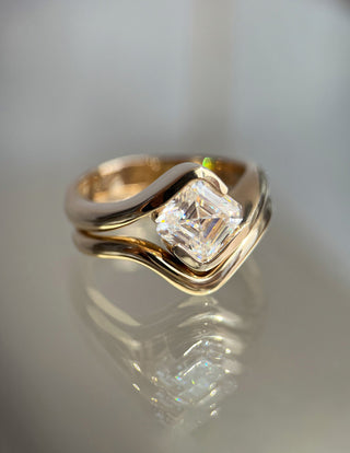 1.0-2.0 CT Asscher Lab Grown Diamond Solitaire Stacked Bridal Ring Set