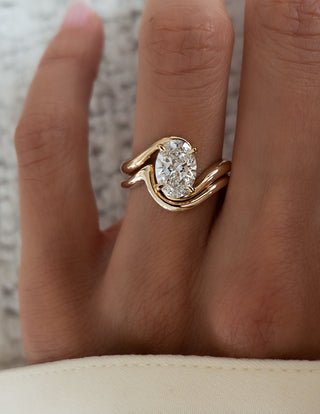 1.50- 3.0 CT Oval cut Lab Grown Diamond Solitaire Setting Bridal Set