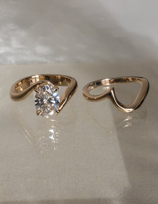 1.50- 3.0 CT Oval cut Lab Grown Diamond Solitaire Setting Bridal Set