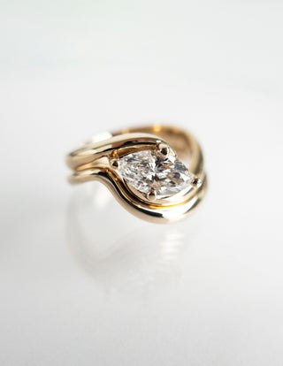 1.0 CT-2.0 CT  Marquise Cut Lab Grown Diamond Solitaire Setting Bridal Set