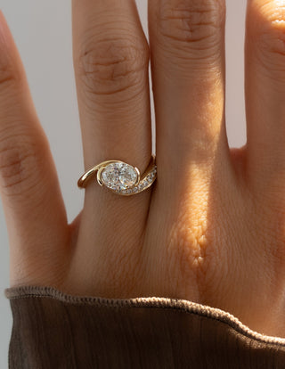 1.0 - 2.0 CT Oval Cut Lab Grown Diamond Pavé Unique Setting Engagement Ring