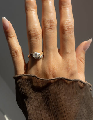 1.0 - 2.0 CT Oval Cut Lab Grown Diamond Pavé Unique Setting Engagement Ring