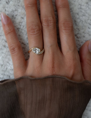 1.0 - 2.0 CT Oval Cut Lab Grown Diamond Pavé Unique Setting Engagement Ring