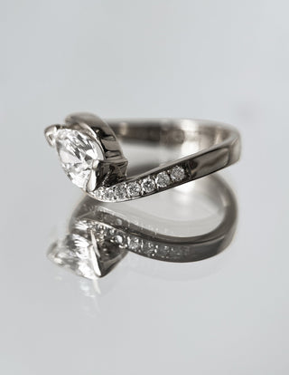 1.0 - 2.0 CT Pear Cut Lab Grown Diamond Pavé Unique Setting Engagement Ring