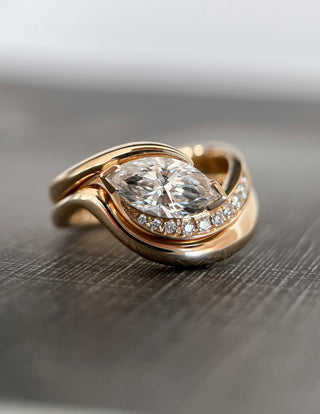 1.0- 2.0 CT Marquise Shape Lab Grown Diamond Pave Style Bridal Set