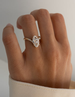 1.0 - 3.0 CT Moval Shaped Lab Grown Diamond Pave Style Engagement Ring