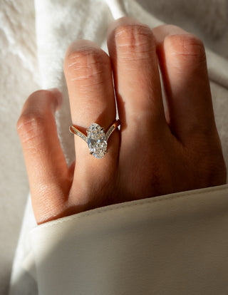 1.0 - 3.0 CT Moval Shaped Lab Grown Diamond Pave Style Engagement Ring