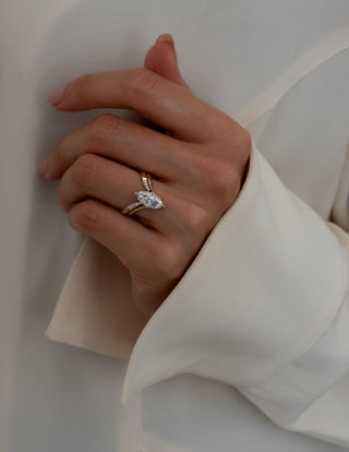 1.25 - 3.0 CT Marquise Shaped Lab Grown Diamond Solitaire Style Bridal Set