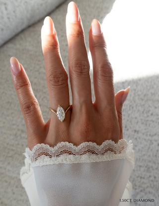 1.25 - 3.0 CT Marquise Shaped Lab Grown Diamond Soliatire Style Engagement Ring