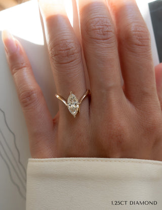 1.25 - 3.0 CT Marquise Shaped Lab Grown Diamond Soliatire Style Engagement Ring