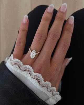 1.0 - 3.0 CT Moval Shaped Lab Grown Diamond Pave Style Engagement Ring