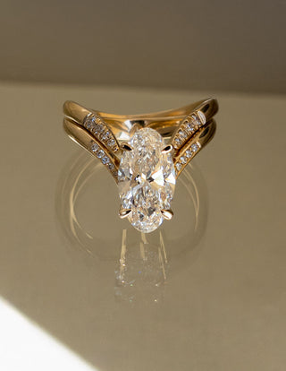 1.0 - 3.0 CT Moval Shaped Lab Grown Diamond Solitaire Style Bridal Set