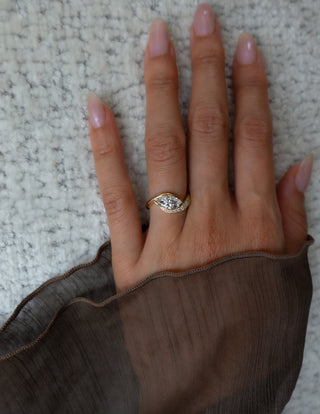 1.0 - 2.0 CT Marquise Cut Lab Grown Diamond Pavé Unique Setting Engagement Ring